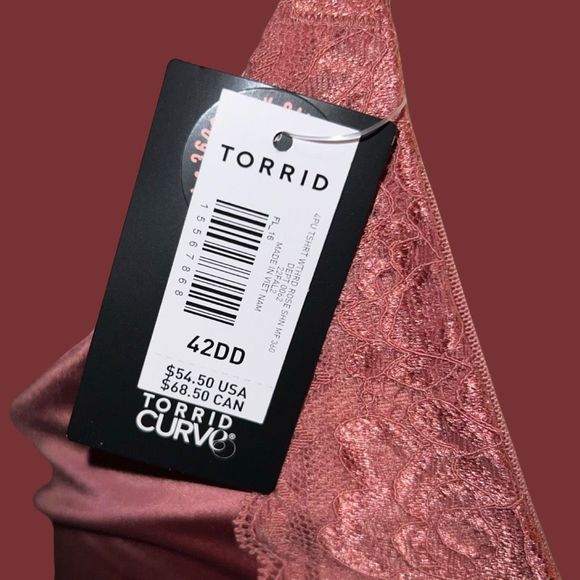 NWT Plus Size Torrid T Shirt 360 Bra Lace Rose Blush Size 42DD - Picture 3 of 4